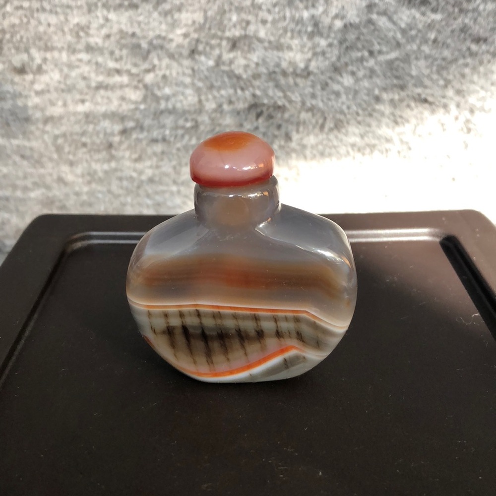 Hand carved agate bottle